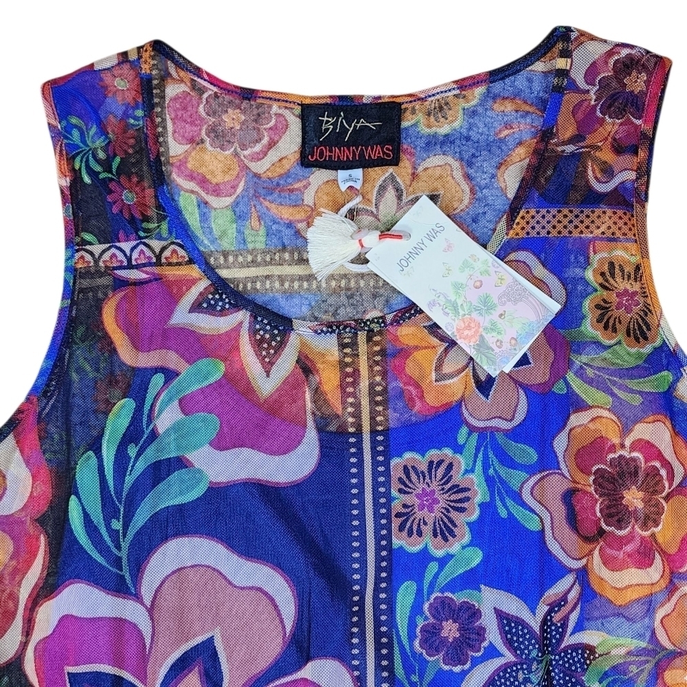 JOHNNY WAS Mazzy Midi Embroiderd Dress NWT Size S Vibrant Colorful - Picture 4 of 12